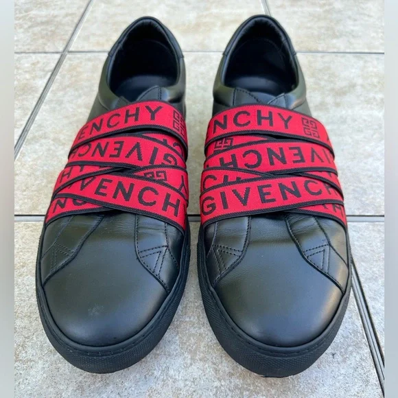 Givenchy 4g Webbing Strap Low Black Red Slip On Sneaker